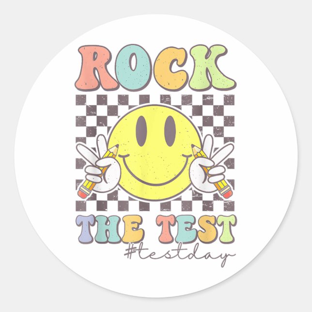 Sticker Rond Rock Le Test Test Tester Enseignant Motivation (Devant)