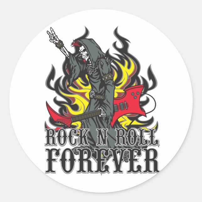 Sticker Rond Rock N Roll Forever (Devant)