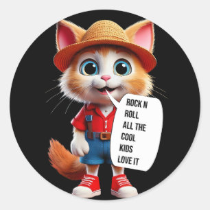 Sticker Rond Rock n roll tous les enfants cool l'adorent