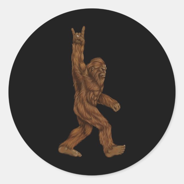 Sticker Rond Rock On Bigfoot - Concert Buddy - Hand Drake Sasqu (Devant)