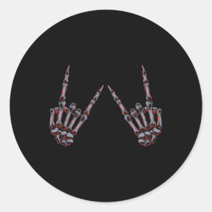 Sticker Rond Rock On Rock Et Roll Skeleton Mains - Pour Concert