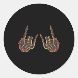Sticker Rond Rock On Rock Star Buddy Concert - Halloween Skelet