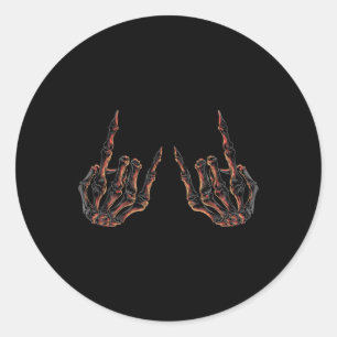 Sticker Rond Rock On Rock Star Buddy Concert - Halloween Skelet