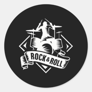 Sticker Rond Rock & Roll Rocker Rock And Roll Music