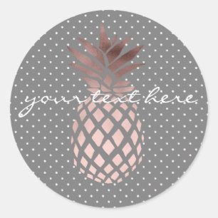 Sticker Rond Rock rose gold pineapple polka doka