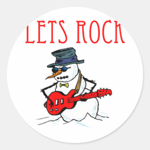 Sticker Rond Rock Snowman