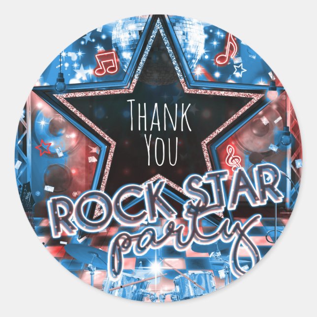 Sticker Rond ROCK STAR Anniversaire Dance musicale Fête Favoris (Devant)
