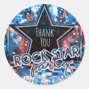 Sticker Rond ROCK STAR Anniversaire Dance musicale Fête Favoris