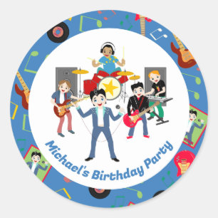 Sticker Rond Rock Star Boys Band Anniversaire