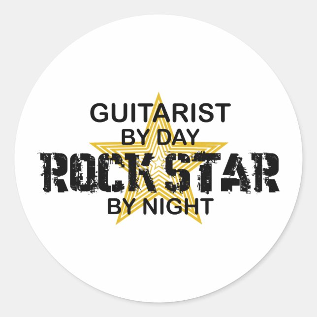 Sticker Rond Rock Star guitariste de nuit (Devant)
