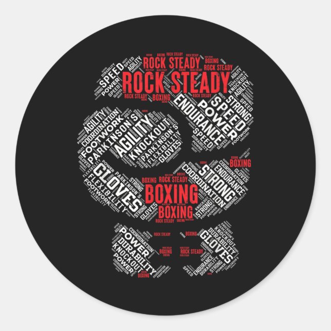 Sticker Rond Rock Steady Boxer Glove Parkinsons (Devant)