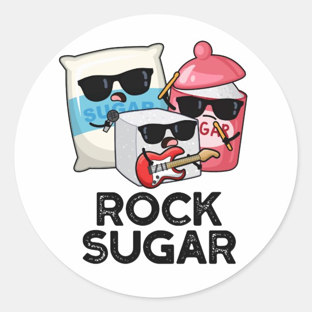 Sticker Rond Rock sucre amusant de nourriture Pun (Devant)