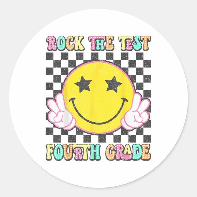 Sticker Rond Rock The Test Day 4e année Enseignant 4e année T (Devant)