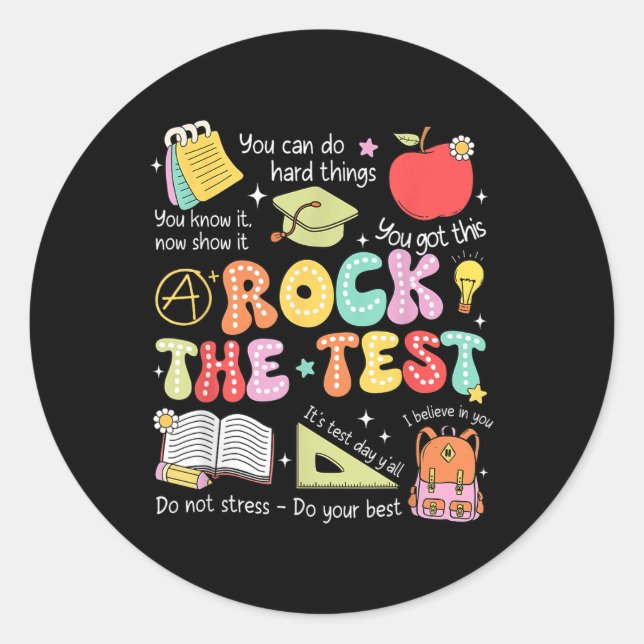 Sticker Rond Rock The Test Day Stade Test de l'État Enseignant  (Devant)