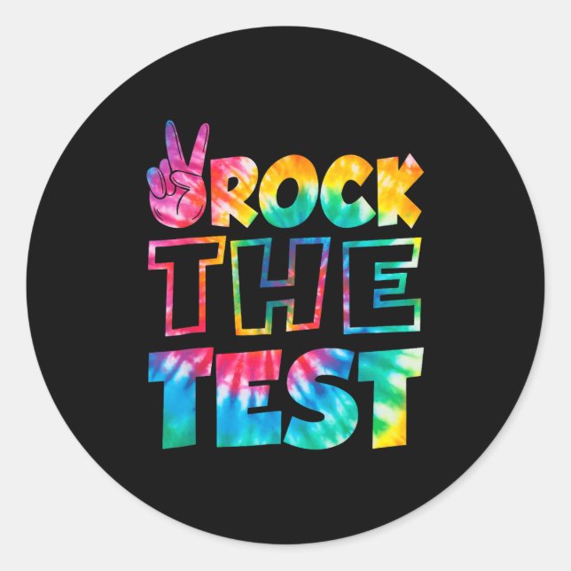 Sticker Rond Rock The Test Testing Day Retro Motivational Teach (Devant)