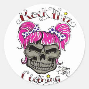 Sticker Rond Rock Thiz Vêtements & Tatouage Tony Pink Ponytails