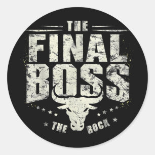 Sticker Rond Rock Vintage Music Boss Final White Design Fun Mus