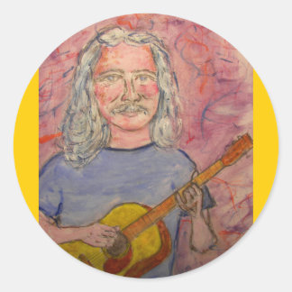Sticker Rond rocker folk aux cheveux argentés