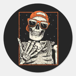 Sticker Rond Rocker Skeleton Rocher À La Main Sur Costume Amusa