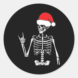 Sticker Rond Rocker Skeleton Rocher À La Main Sur Costume Fun N