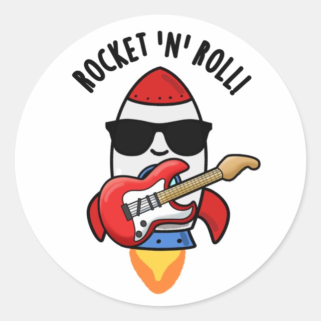 Sticker Rond Rocket Et Rouleau Drôle Rocket Pun (Devant)