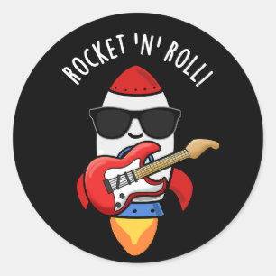 Sticker Rond Rocket Et Rouleau Drôle Rocket Pun Dark BG