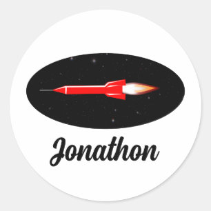 Sticker Rond ROCKET sci fi vintage retro