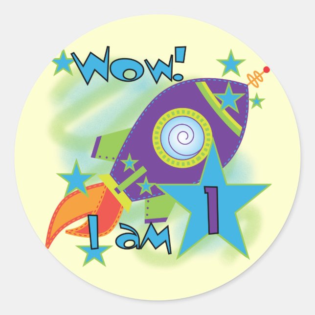 Sticker Rond Rocket Ship 1er Anniversaire Tshirts et cadeaux (Devant)