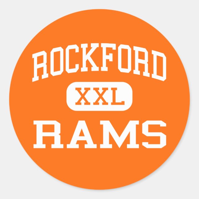 Sticker Rond Rockford - Rams - Lycée - Rockford Michigan (Devant)