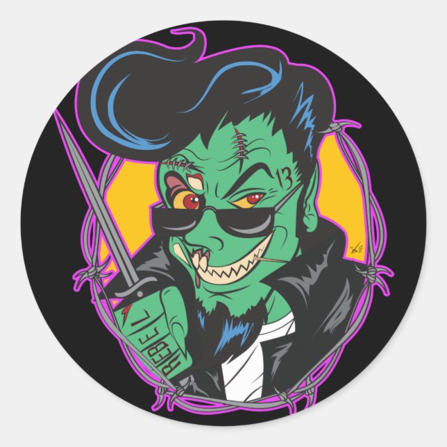 Sticker Rond RockitJohnny_Zombie (Devant)
