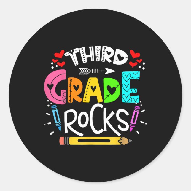 Sticker Rond Rocks de 3e année 3e année 3e année Retour à l'éco (Devant)