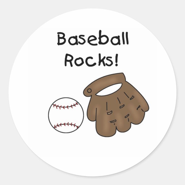 Sticker Rond Rocks de baseball de gant et de ballon (Devant)