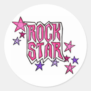 Sticker Rond RockStar dans PInk