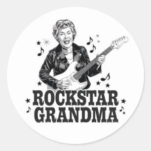Sticker Rond Rockstar Grandma - Design musical amusant et rétro