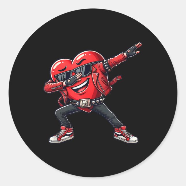 Sticker Rond Rockstar Heart Dabbing Into Valentine’s Day (Devant)