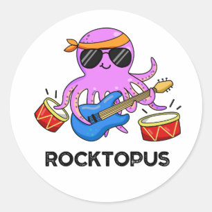 Sticker Rond Rocktopus Funny Rock Band Pun de pieuvre