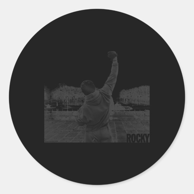 Sticker Rond Rocky Fist Raise Gris Scale Film (Devant)