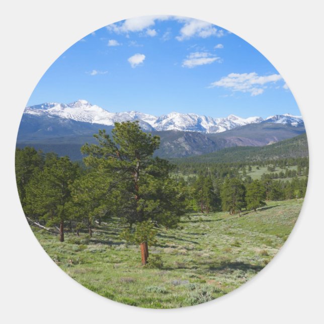 Sticker Rond Rocky Mountain View Paysage Pittoresque (Devant)