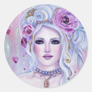 Sticker Rond Rococo valentine imaginaire art par Renee Lavoie