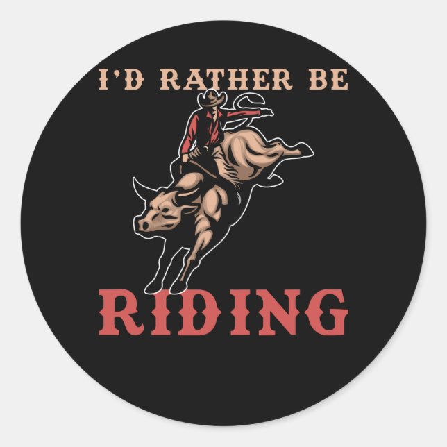 Sticker Rond Rodeo Bull Riding (Devant)