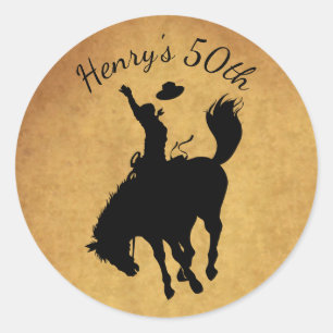Sticker Rond Rodeo Cowboy 50e anniversaire