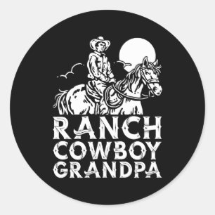 Sticker Rond Rodeo Vache Western Horse équitation Ranch Vache