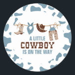 Sticker Rond Rodeo Western Cowboy Baby shower<br><div class="desc">autocollants de baby shower cowboy.</div>