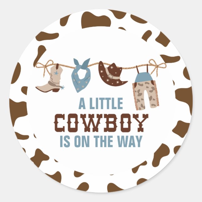 Sticker Rond Rodeo Western Cowboy Baby shower (Devant)