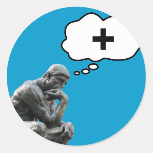 Sticker Rond Rodin's Thinker Statue - Penser positif