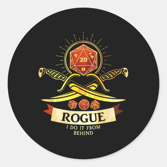 Sticker Rond Rogue Fantasy Gamer Rpg Cl  (Devant)