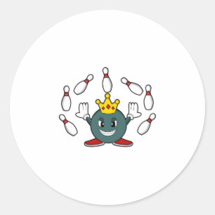 Sticker Rond Roi à Bowling avec épingle de Bowling