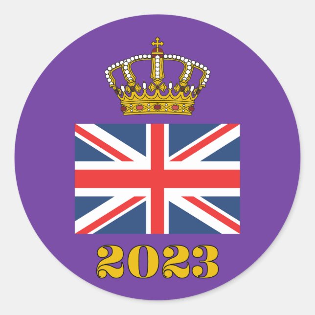 Sticker Rond Roi Charles III Coronation 2023 Royaume-Uni Couron (Devant)