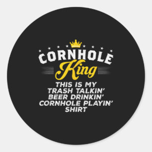 Sticker Rond Roi de Cornhole Traalkin Cadeau drôle de Cornhole