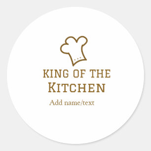 Sticker Rond Roi de la cuisine marron chef cuisine chapeau marr
